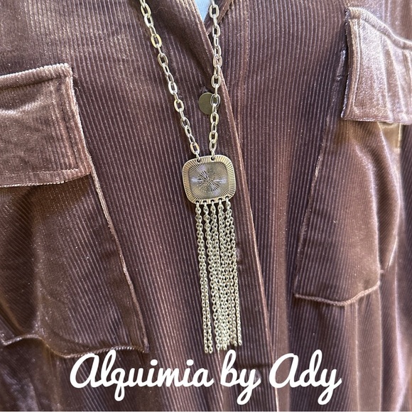 LONG CHAINS FRINGE STATEMENT BOHO NECKLACE - Picture 2 of 3